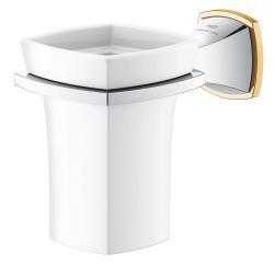 GROHE Grandera Seramik fırçalık ve tutacağı Krom, altın