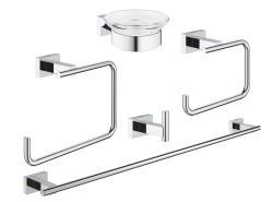 GROHE Essentials Cube 5i bir arada banyo aksesuar seti Krom