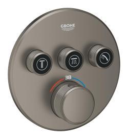GROHE Grohtherm SmartControl Üç valfli akış kontrollü, ankastre termostatik duş bataryası Antrasit Satin Graphite 29121MG0