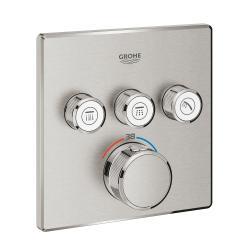 GROHE Grohtherm SmartControl Üç valfli akış kontrollü, ankastre termostatik duş bataryası Supersteel Infinity Kaplama 29126DC0