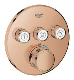 GROHE Grohtherm SmartControl Üç valfli akış kontrollü, ankastre termostatik duş bataryası Bronz Warm Sunset 29121DA0