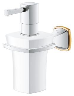 GROHE Grandera Seramik sıvı sabunluk ve tutacağı Krom, altın