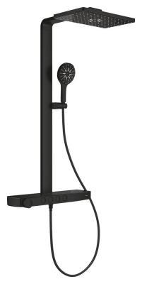 GROHE Rainshower Aqua Pure Duvara monte termostatik bataryalı duş sistemi Siyah Phantom Black 100961KF00