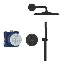GROHE Precision Thermostat Vitalio Rain Mono 310 ile ankastre duş sistemi Siyah Matt Black