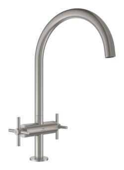 GROHE Atrio Çift kumandalı eviye bataryası 1/2“ L boyut Supersteel Infinity Kaplama