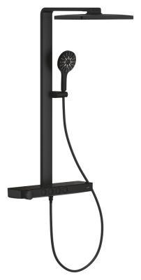 GROHE Rainshower Aqua Pure Duvara monte termostatik bataryalı duş sistemi Siyah Phantom Black 100961KF00