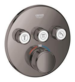 GROHE Grohtherm SmartControl Üç valfli akış kontrollü, ankastre termostatik duş bataryası Antrasit Hard Graphite 29121A00