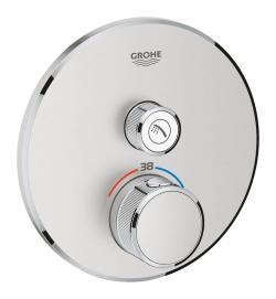 GROHE Grohtherm SmartControl Tek valfli akış kontrollü, ankastre termostatik duş bataryası Supersteel Infinity Kaplama 29118DC0