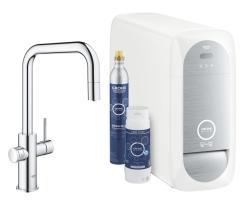 GROHE Blue Home Çekilebilir perlatörlü U tipi çıkış ucu başlangıç kiti Krom