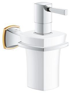 GROHE Grandera Seramik sıvı sabunluk ve tutacağı Krom, altın