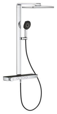 GROHE Rainshower Aqua Pure Duvara monte termostatik bataryalı duş sistemi Krom, siyah 100961KI00