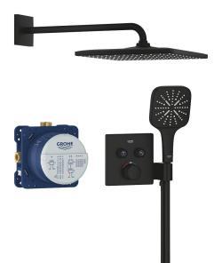 GROHE Grohtherm SmartControl Rainshower Mono 310 Cube ile ankastre duş sistemi Siyah Phantom Black