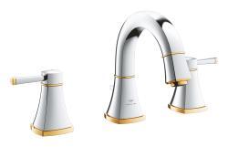 GROHE Grandera 3 delikli lavabo bataryası 1/2" M-Boyut Krom, altın 20624IG0