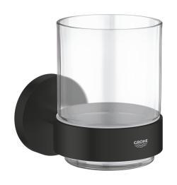 GROHE Essentials Tutamaçlı cam fırçalık Siyah Matt Black