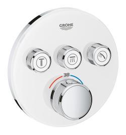 GROHE Grohtherm SmartControl Üç valfli akış kontrollü, ankastre termostatik duş bataryası Beyaz, krom 29904LS0