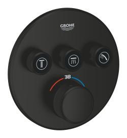GROHE Grohtherm SmartControl Üç valfli akış kontrollü, ankastre termostatik duş bataryası Siyah Matt Black 291212430