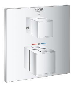 GROHE Grohtherm Cube Çift yönlü ankastre termostatik banyo bataryası Krom