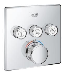 GROHE Grohtherm SmartControl Üç valfli akış kontrollü, ankastre termostatik duş bataryası Krom 29126000