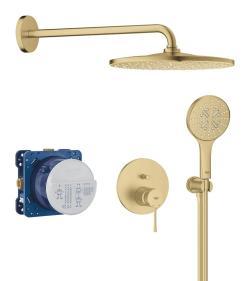 GROHE Essence Rainshower Mono 310 ile ankastre duş sistemi Altın Brushed Cool Sunrise