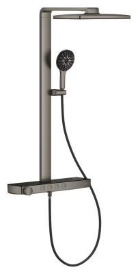 GROHE Rainshower Aqua Pure Duvara monte termostatik bataryalı duş sistemi Antrasit Brushed Hard Graphite 100962AL00