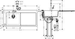 hansgrohe C51-F450-11 Eviye kombinasyonu 450 Select, damlalıklı Krom uygulama örneği