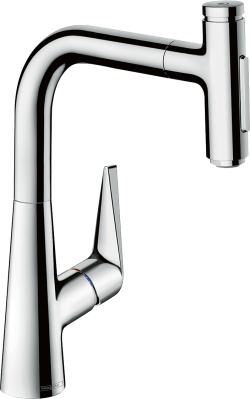hansgrohe Talis Select M51 Tek kollu eviye bataryası 220, çekilebilir el duşu, 2jet, sBox Krom