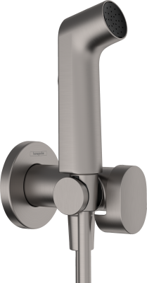 hansgrohe Bidette el duşu 1jet S EcoSmart sıcak-soğuk su için duş askısı ve duş hortumu ile Ø2,8 cm Mat Siyah Krom