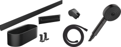 hansgrohe WallStoris Set El duşu 105 3jet Activation EcoSmart, duş barı ve depolama seti Ø10,5 cm Satin Siyah