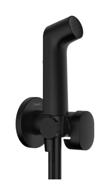 hansgrohe Bidette el duşu 1jet EcoSmart S soğuk su için duş askısı ve duş hortumu ile Ø2,8 cm Satin Siyah