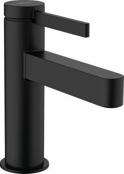 hansgrohe Finoris Tek kollu lavabo bataryası 100, bas-aç gider seti ile Satin Siyah