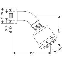 hansgrohe Clubmaster Tepe duşu 85 3jet, Ecosmart duş dirseği ile Ø8,5 cm Krom uygulama örneği