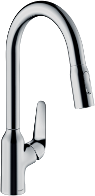 hansgrohe Focus M42 Tek kollu eviye bataryası 220, çekilebilir el duşu, 2jet Krom