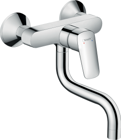 hansgrohe Logis M31 Tek kollu eviye bataryası duvardan kısa gaga, 1jet Krom