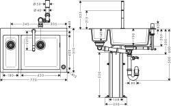 hansgrohe C51-F635-09 Eviye kombinasyonu 180/450 Select Krom uygulama örneği