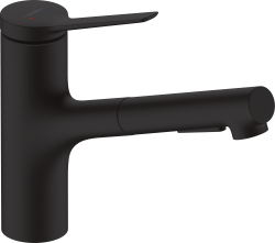 hansgrohe Zesis M33 Tek kollu eviye bataryası, 150, çekilebilir el duşu,2jet, sBox lite Satin Siyah