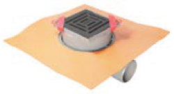 Hüppe Master X 10x10 cm Duş Süzgeci Yandan Çıkış Ø50 mm Paslanmaz Çelik Desenli Kapak Titanyum Siyah Yalıtımlı