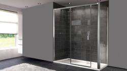 Hüppe Design Pure EE KY C K1S2 T Ön Cephe Duşakabin — 202-241 cm, Parlak Gümüş, Dijital Desen