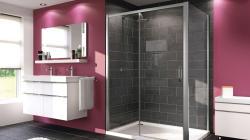 Hüppe X1 Easy Entry KY C K1S1 T Ön Cephe Duşakabin — 152-171 cm, Beyaz, Dijital Desen