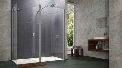 Hüppe Design Pure SAK S T WALK-IN Duşakabin — 99-121 cm, Siyah, Güvenlik Filmli