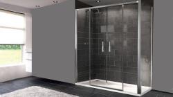 Hüppe Design Pure EE KY C K2S2 T Ön Cephe Duşakabin — 149-181 cm, Siyah, Reflekte Bronz / Füme Cam
