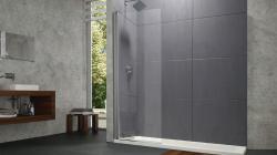 Hüppe Design Pure AK S T Walk-in Duşakabin — 94 cm, Parlak Gümüş, Güvenlik Filmli