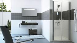 Hüppe Design AK C DUAL T Ön Cephe Duşakabin — 69-101 cm, Parlak Gümüş, Kumlama