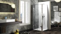 Hüppe Solva AK C DUAL T Ön Cephe Duşakabin — 102-141 cm, Siyah, Nervürlü