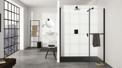 Hüppe Design Pure AK C SOLO T Ekstra Panelli Ön Cephe Duşakabin — 142-171 cm, Siyah, Reflekte Bronz / Füme Cam