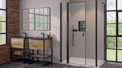 Hüppe Qube SAK C SOLO T Ekstra Panelli Ön Cephe Duşakabin — 119-141 cm, Siyah, Bronz Füme