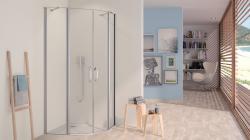 Hüppe Design SAK O DUAL T Oval Köşe Duşakabin — 79-91 cm, Parlak Gümüş, Şeffaf Cam