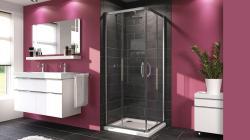 Hüppe X1 KY K K2S2 T Köşe Duşakabin — 92-101 cm, Beyaz, Bronz Füme