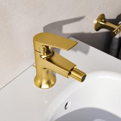 Ideal Standard La Dolce Vita Bide Bataryası 52x142x172 mm, 105 mm çıkış ucu projeksiyonu, 3.8 l/dk (3 bar), sifon kumandalı Fırçalanmış Altın uygulama örneği