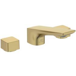 Ideal Standard Conca Çift Kontrollü Lavabo Bataryası 202x83 mm, 133 mm çıkış ucu projeksiyonu, 5 l/dk (3 bar), sifon kumandalı Fırçalanmış Altın