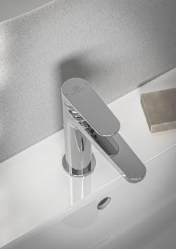 Ideal Standard Cerafine O Nuovo Lavabo Bataryası 48x164.5x167 mm, 125 mm çıkış ucu projeksiyonu, 3.8 l/dk (3 bar), sifon kumandalı Krom uygulama örneği